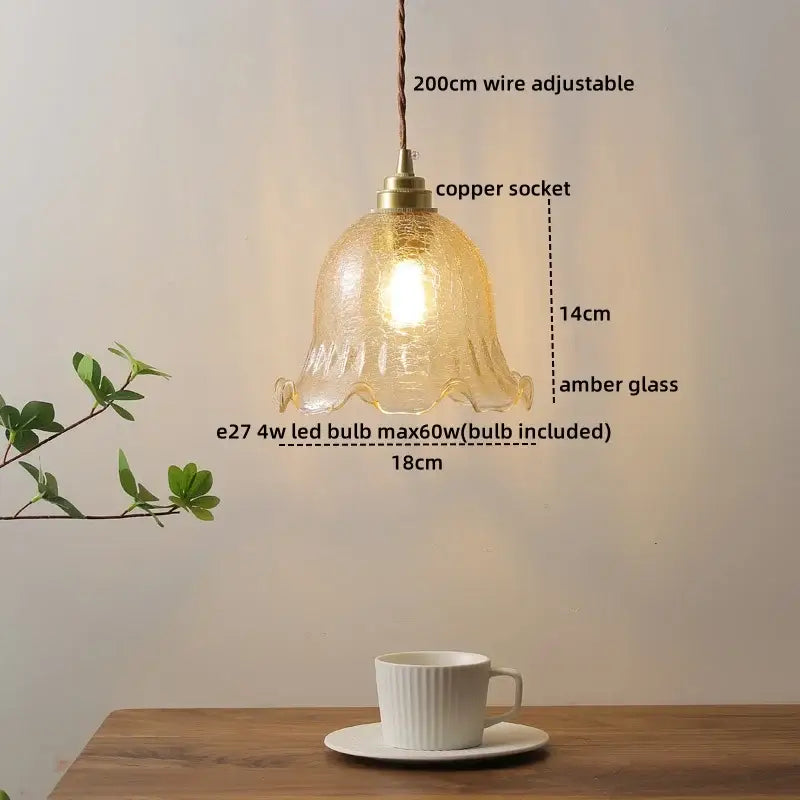 Tiffany stained glass copper led pendant lamp dining room hanging light