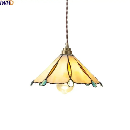 Tiffany stained glass copper led pendant lamp dining room hanging light