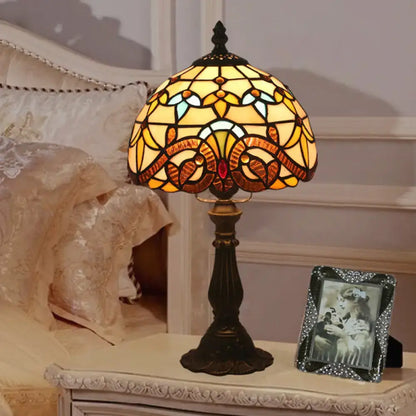 Tiffany stained glass table lamp bedroom blue & pink 110v-120v