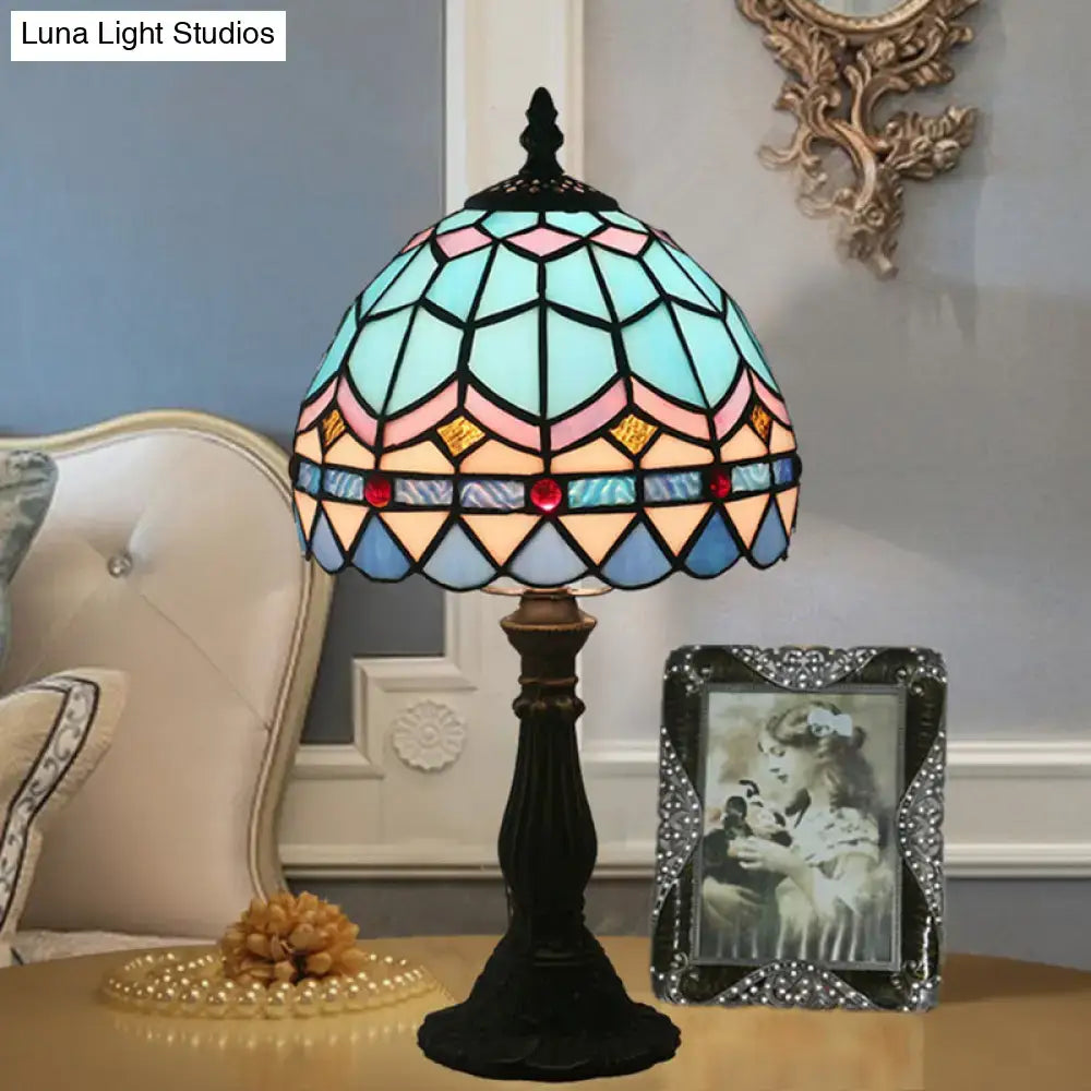 Tiffany stained glass table lamp bedroom blue & pink 110v-120v