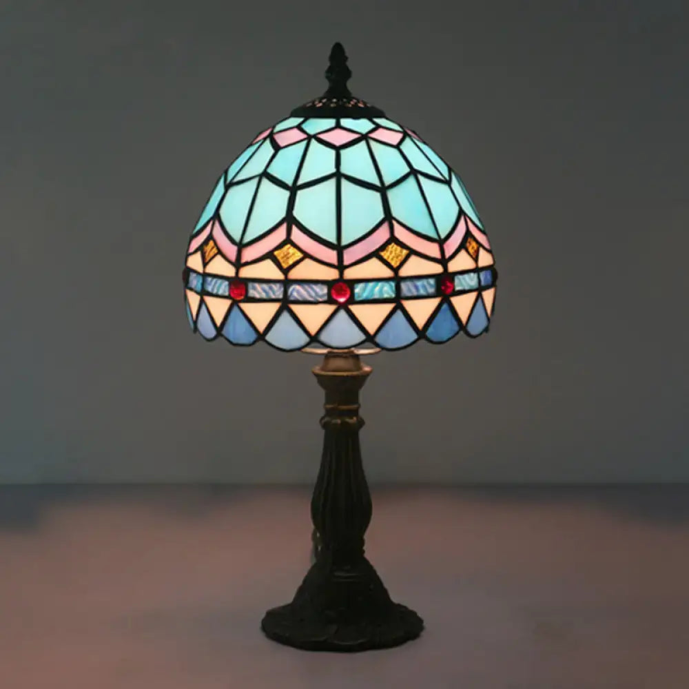 Tiffany stained glass table lamp bedroom blue & pink 110v-120v