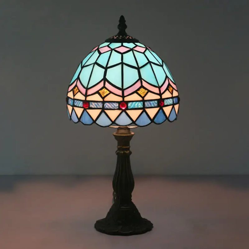 Tiffany stained glass table lamp bedroom blue & pink 110v-120v