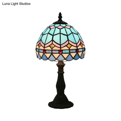 Tiffany stained glass table lamp bedroom blue & pink 110v-120v