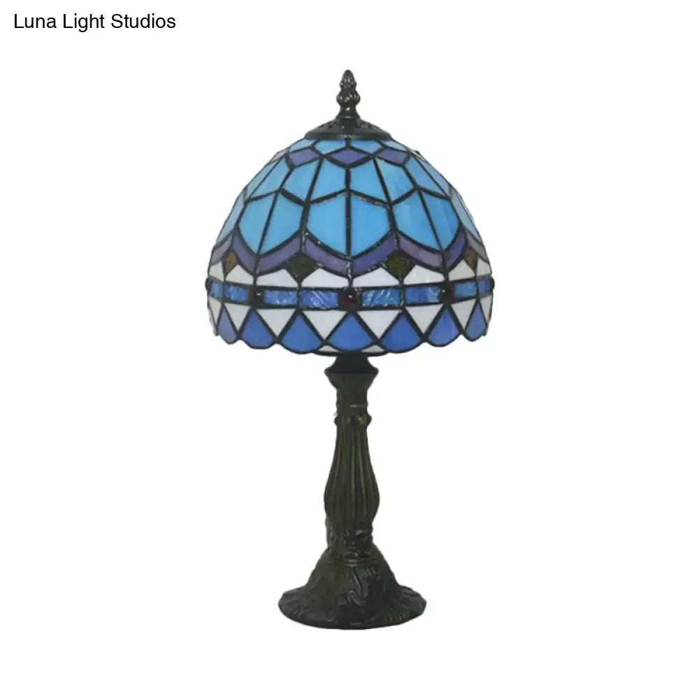 Tiffany stained glass table lamp bedroom blue & pink 110v-120v