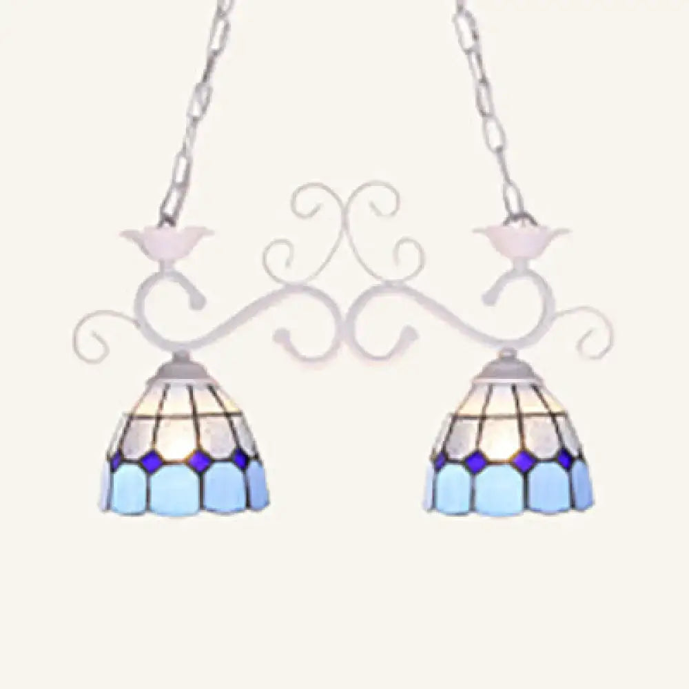 Tiffany style blue & white glass pendant lamp – balcony light
