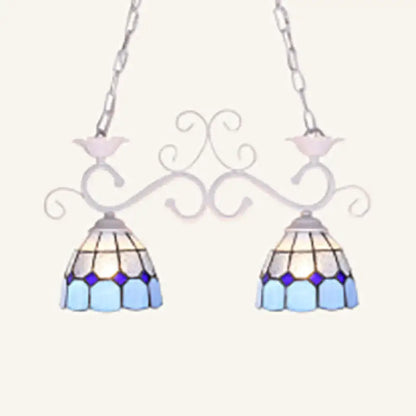 Tiffany style blue & white glass pendant lamp – balcony light