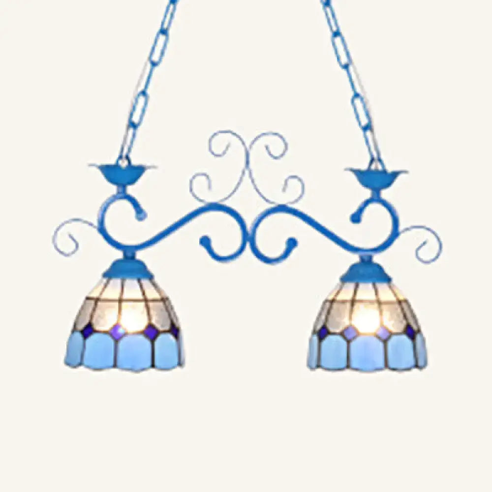 Tiffany style blue & white glass pendant lamp – balcony light