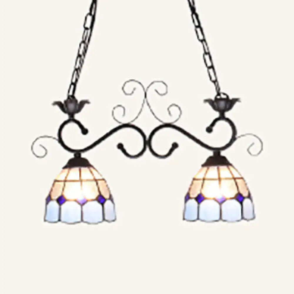 Tiffany style blue & white glass pendant lamp – balcony light