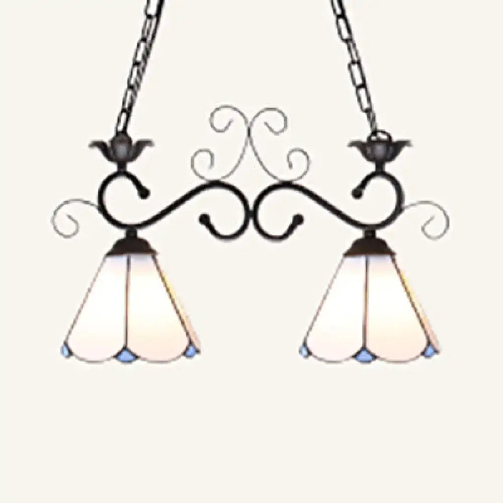 Tiffany style blue & white stained glass pendant – kitchen light
