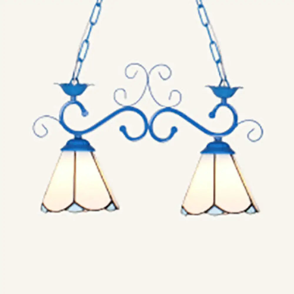 Tiffany style blue & white stained glass pendant – kitchen light