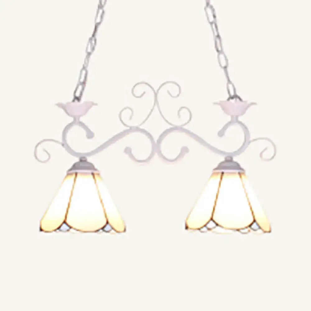 Tiffany style blue & white stained glass pendant – kitchen light