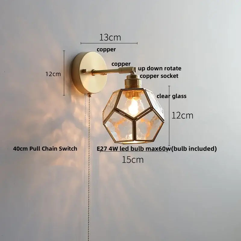 Tiffany style colorful square glass wall lights bedroom sconce
