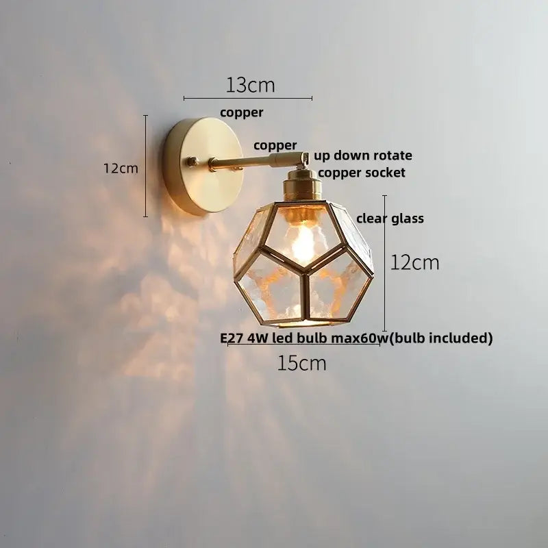 Tiffany style colorful square glass wall lights bedroom sconce