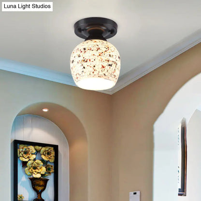 DecorBites™ Tiffany Style Handcrafted Glass Ceiling Mounted Light - Shaded Semi Flush Mount, 1-Light