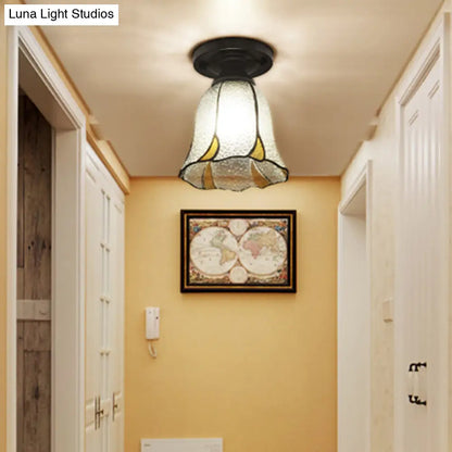 DecorBites™ Tiffany Style Handcrafted Glass Ceiling Mounted Light - Shaded Semi Flush Mount, 1-Light
