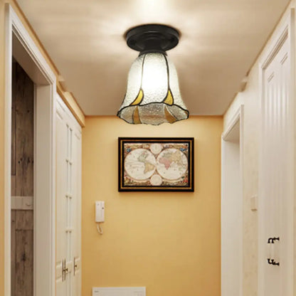 DecorBites™ Tiffany Style Handcrafted Glass Ceiling Mounted Light - Shaded Semi Flush Mount, 1-Light