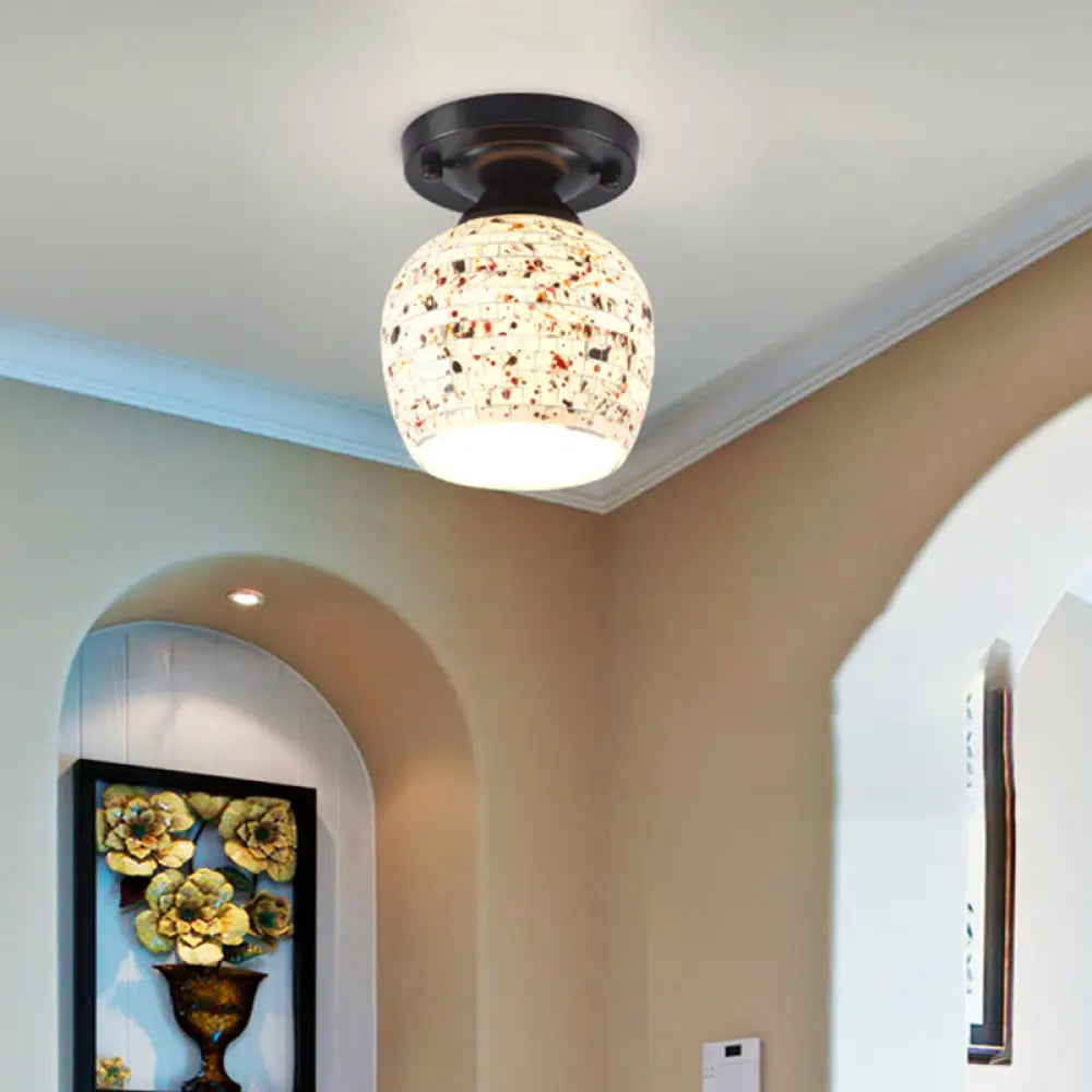DecorBites™ Tiffany Style Handcrafted Glass Ceiling Mounted Light - Shaded Semi Flush Mount, 1-Light