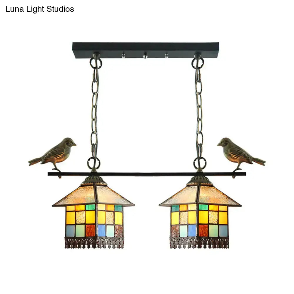 Tiffany style multi color glass shade pendant light living room