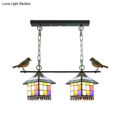 Tiffany style multi color glass shade pendant light living room