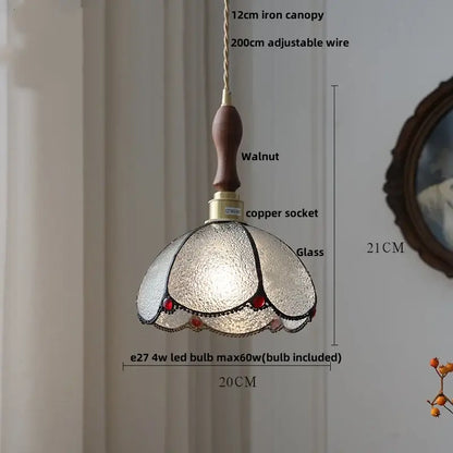 Tiffany style pink & peach butterfly glass flower led pendant lamp bedroom