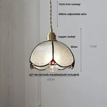 Tiffany style pink & peach butterfly glass flower led pendant lamp bedroom