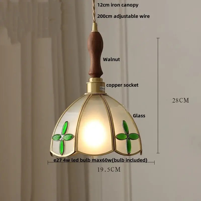 Tiffany style pink & peach butterfly glass flower led pendant lamp bedroom