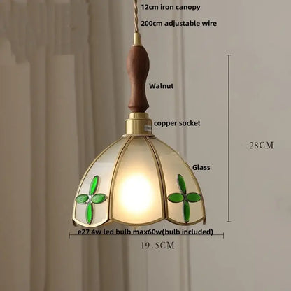 Tiffany style pink & peach butterfly glass flower led pendant lamp bedroom
