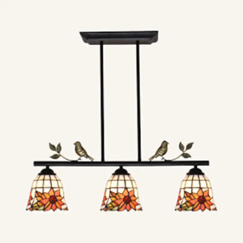Tiffany sunflower black antique brass island pendant dining room light