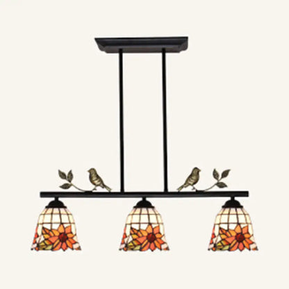 Tiffany sunflower black antique brass island pendant dining room light