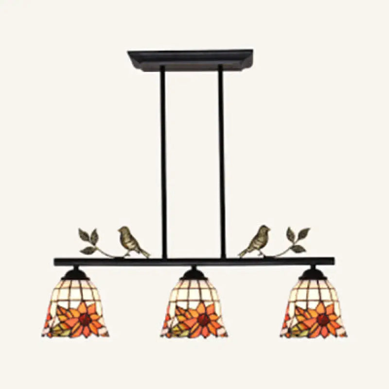 Tiffany sunflower black antique brass island pendant dining room light