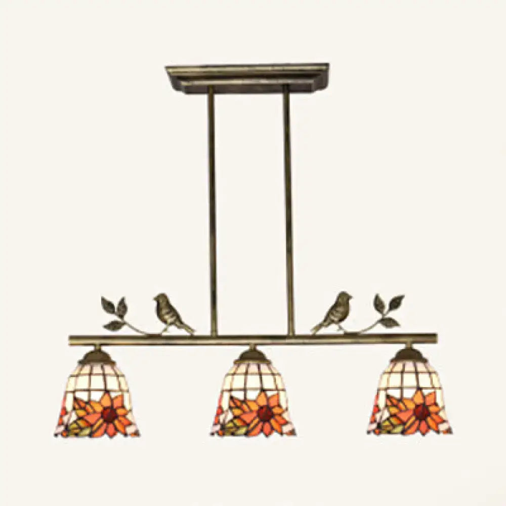 Tiffany sunflower black antique brass island pendant dining room light