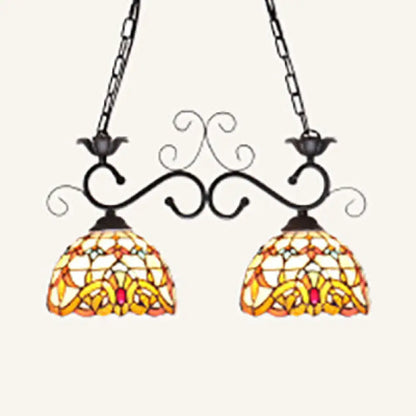 Tiffany sunflower stained glass pendant light kitchen island black