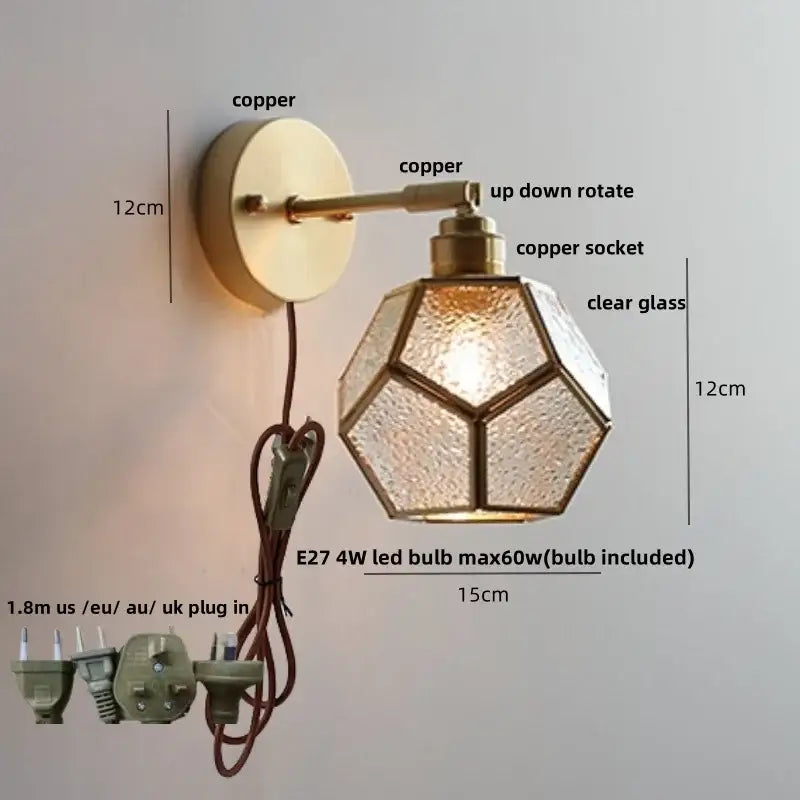 Tiffany tulip colorful square glass wall lights bedroom sconce