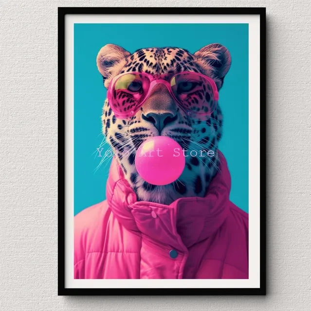 DecorBites™ Tiger Canvas Wall Art Print - Vibrant Animal Bubble Style