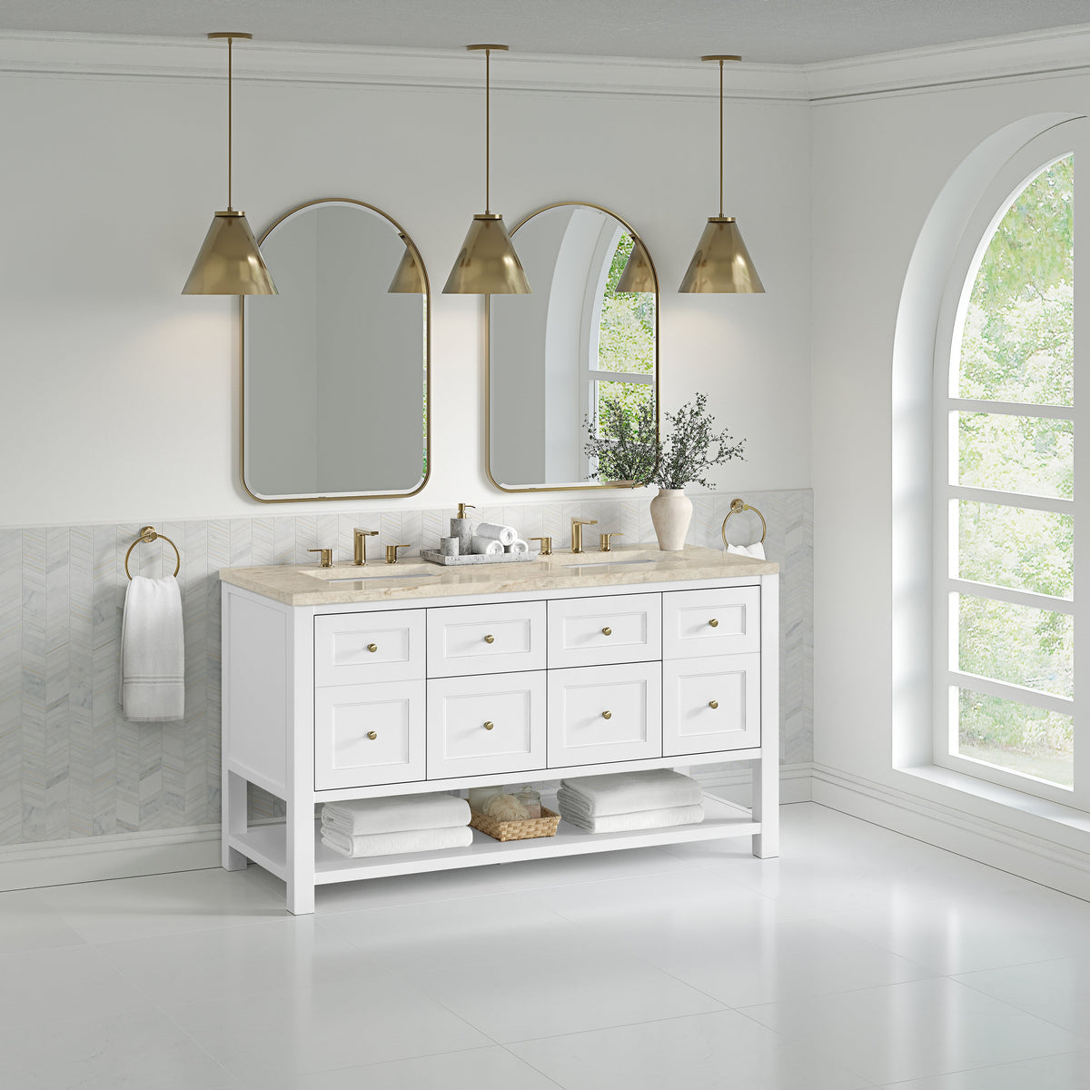 James Martin Breckenridge 60" Double Bathroom Vanity, Bright White