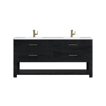 James Martin Lucian 72" Double Bathroom Vanity, Carbon Oak