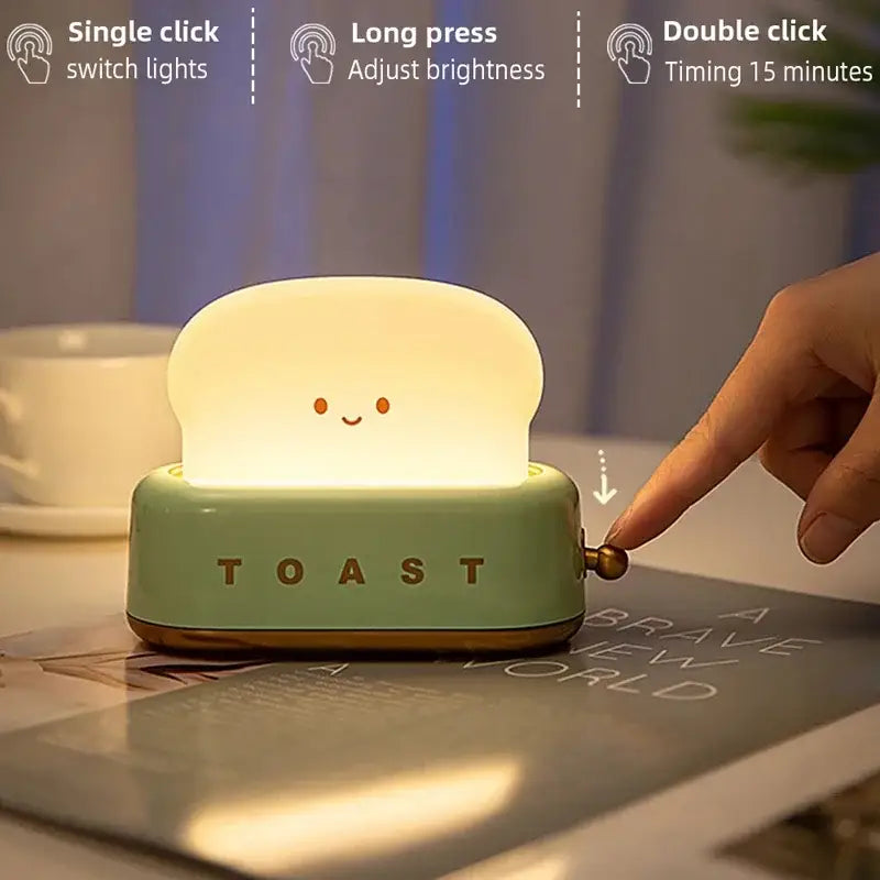 Toaster shaped pastel green maker night light bedroom usb lamp