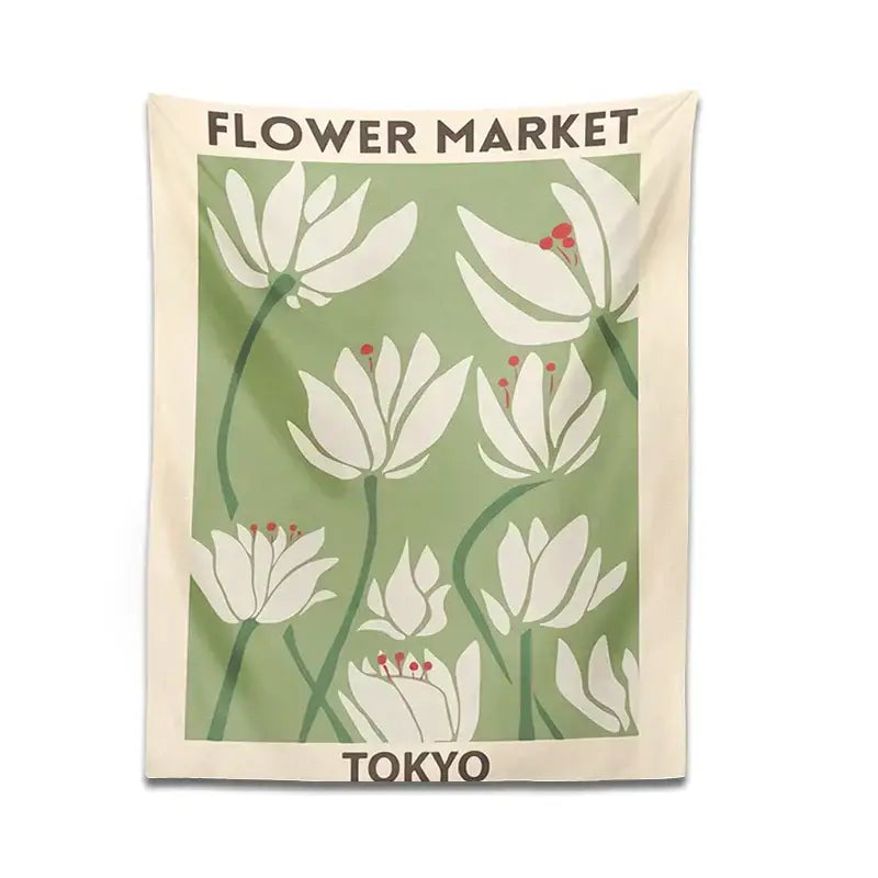 Tokyo flower market dreamy flower tapestry wall hanging for bedroom