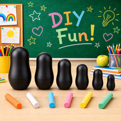 Chalkboard Nesting Doll Set with Color Chalks Gift Boxed