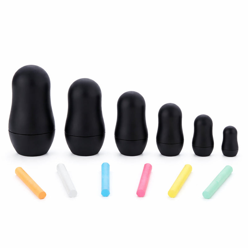 Set of 6 Reusable Chalkboard Matryoshka Nesting Figurines Set with Chalk Creative DIY Drawing Gift Set