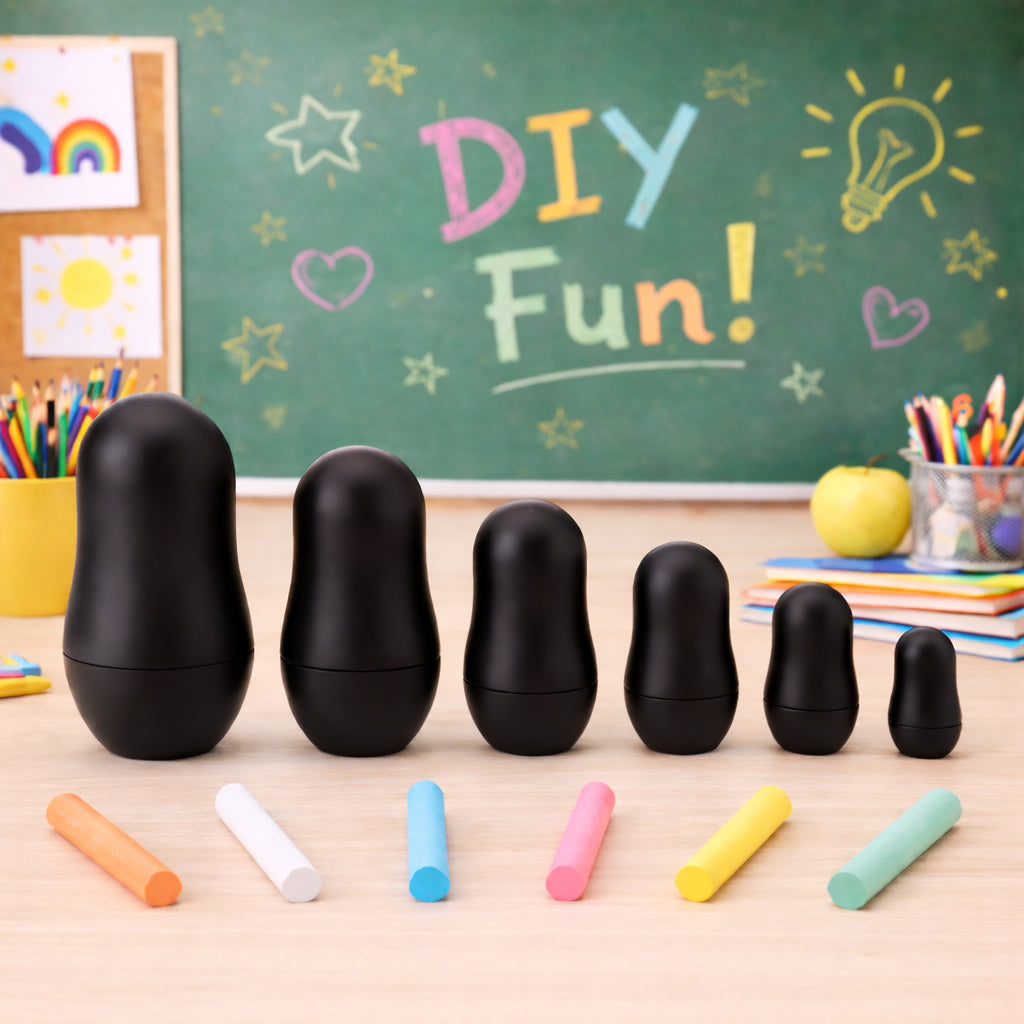 Chalkboard Nesting Doll Set with Color Chalks Gift Boxed