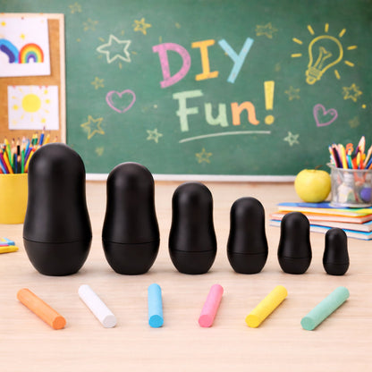Chalkboard Nesting Doll Set with Color Chalks Gift Boxed