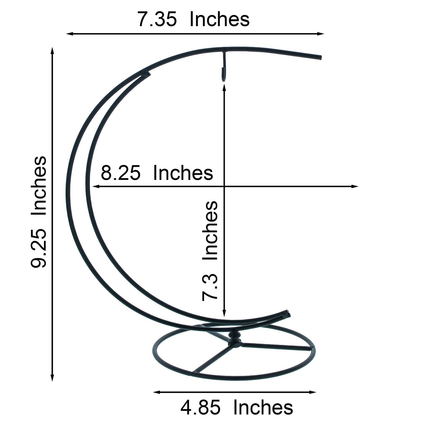 Double Curve Crescent Black Metal Ornament Display Stand 9.25 Inches