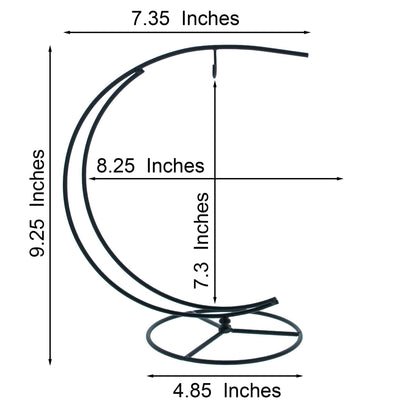 Double Curve Crescent Black Metal Ornament Display Stand 9.25 Inches