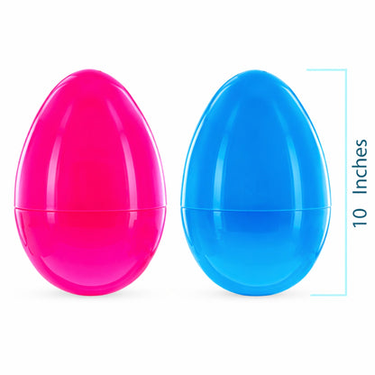 Set of 2 Pink and Blue Giant Jumbo Large Size Fillable Plastic Easter Eggs 10 Inches
