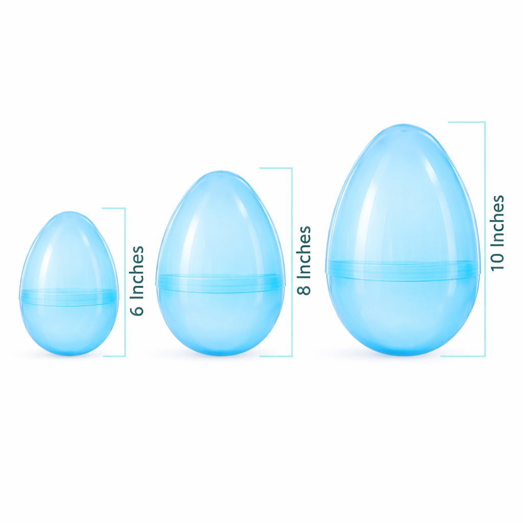 Set of 3 Jumbo Large Size Giant Fillable Plastic Easter Eggs 10 Inches