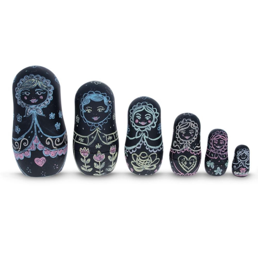 Chalkboard Nesting Doll Set with Color Chalks Gift Boxed