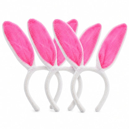 Set of 3 Costume Bunny Ear Headbands in Bright Pink, Each 11.7 Inches