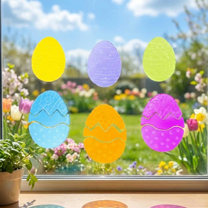 Set of 6 Easter Egg Gel Window Clings Gel Decorations