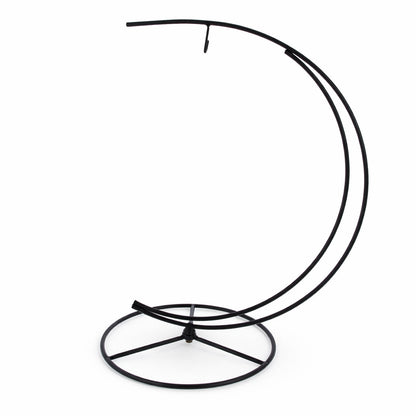 Double Curve Crescent Black Metal Photo Picture Frame and Ornament Display Stand 9.25 Inches